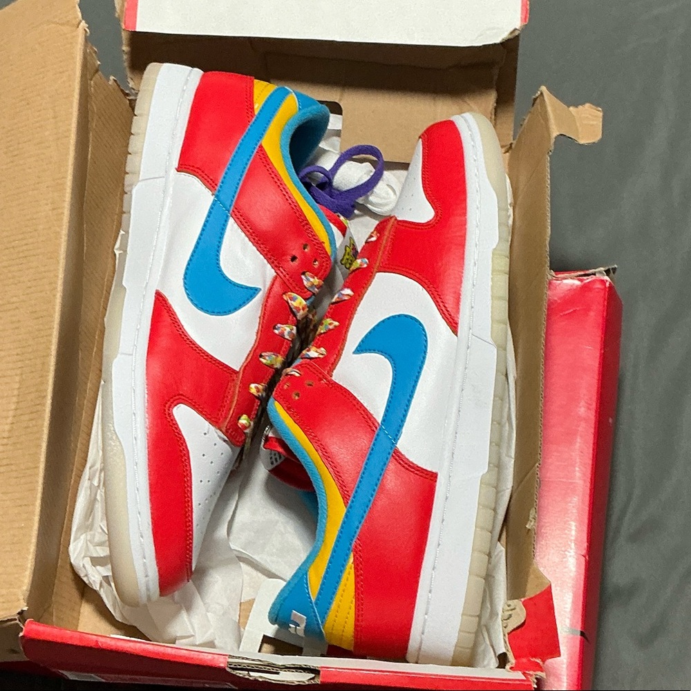 Nike Red and Blue Sneakers with Yellow Accents